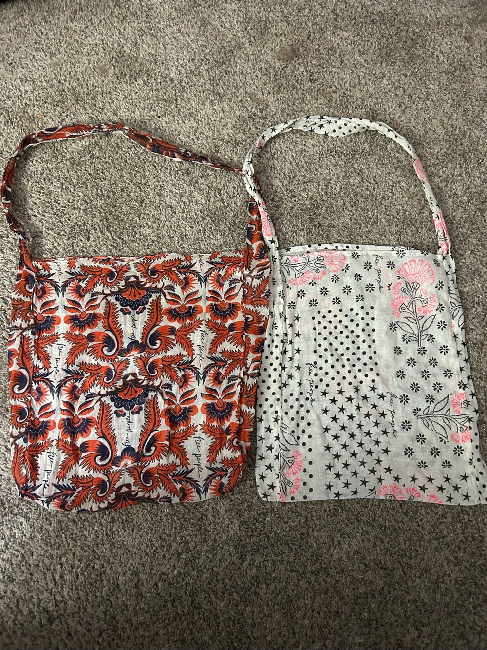 Free People Lightweight Gauze Tote Bags, bundle of 2.